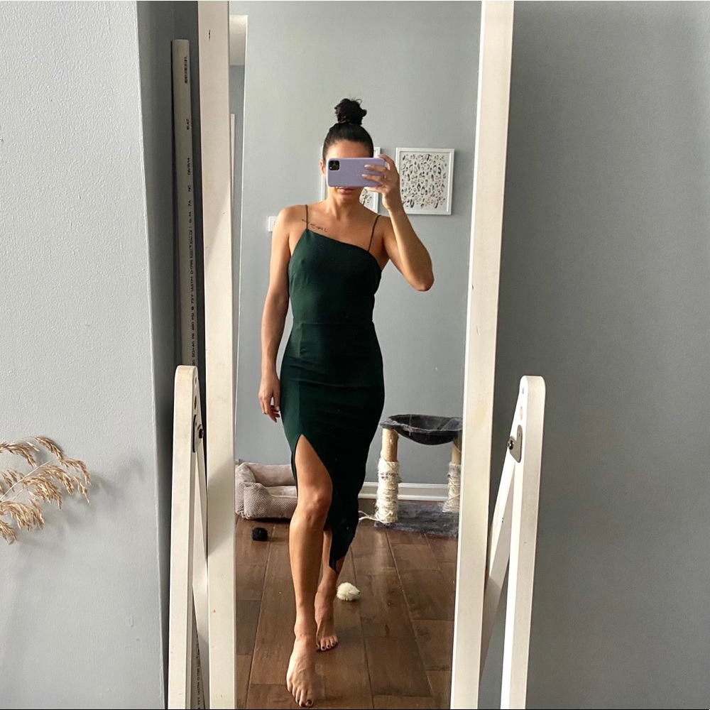Asymmetrical Hunter Green Dress